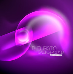 Blurred neon glowing round shapes, abstract circles and lights