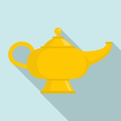 Magic djinn lamp icon. Flat illustration of magic djinn lamp vector icon for web design