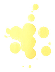yellow watercolor blots on paint on paper on white background