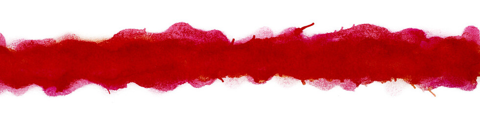 red strip of watercolor with jagged edges element for design