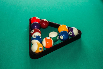 billiard balls on table