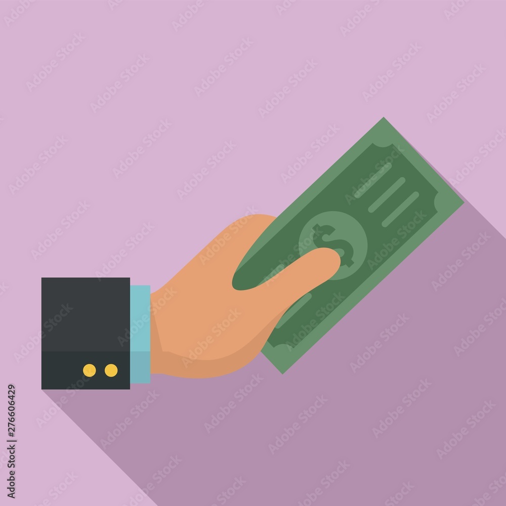 Poster Hand give money icon. Flat illustration of hand give money vector icon for web design