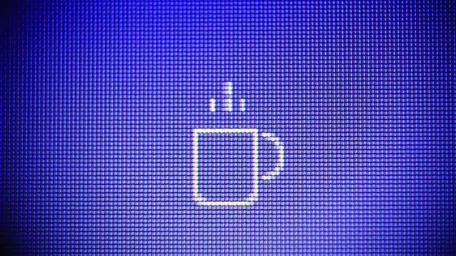 Coffee (tea) cup icon on computer screen