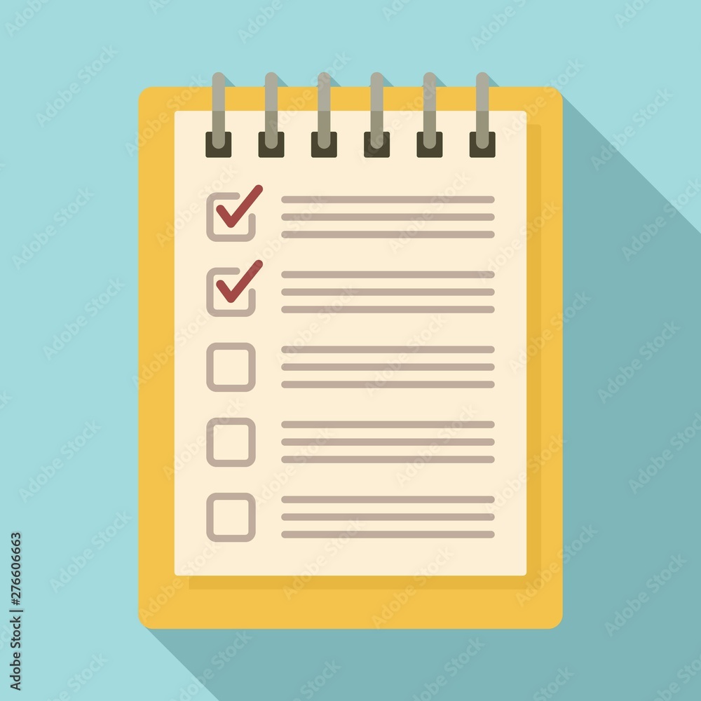 Poster notebook checklist icon. flat illustration of notebook checklist vector icon for web design