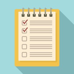 Notebook checklist icon. Flat illustration of notebook checklist vector icon for web design