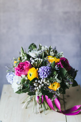Fototapeta premium Delicate beautiful bouquet of flowers close up