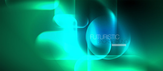Blue neon round shapes techno background