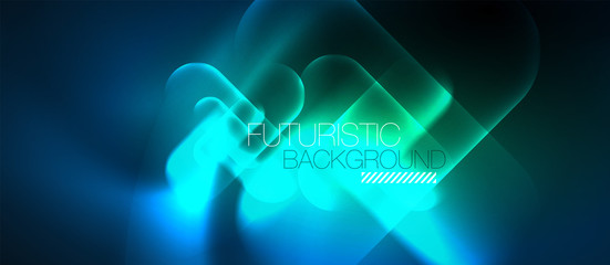 Blue neon round shapes techno background