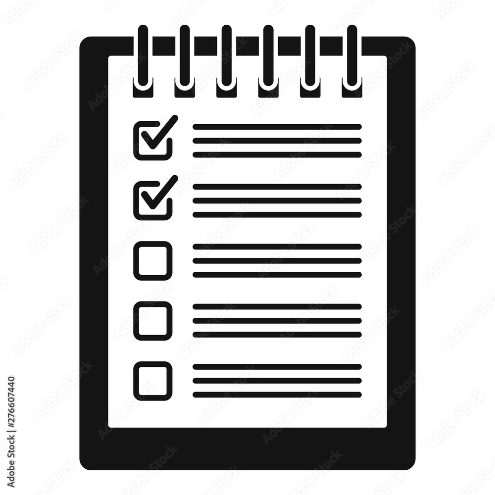 Poster notebook checklist icon. simple illustration of notebook checklist vector icon for web design isolat