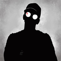 Silhouette with blood splatter glasses