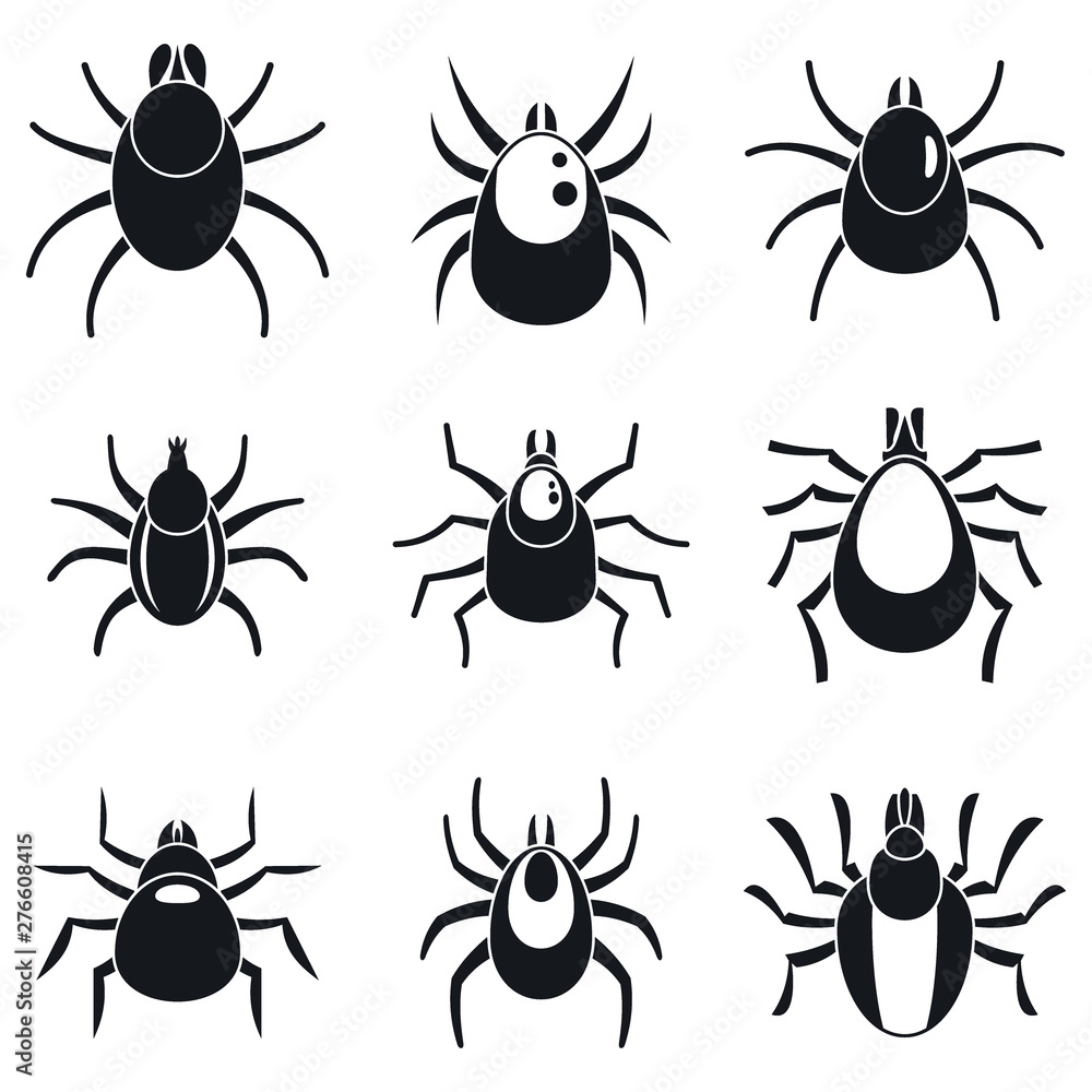Poster mite insect icons set. simple set of mite insect vector icons for web design on white background