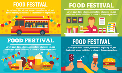 Food festival banner set. Flat illustration of food festival vector banner set for web design