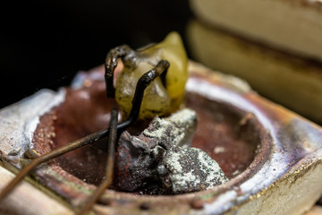 Tools to manipulate heated up liquified precious metals to process manually and through designed moulds turn them in jewellery