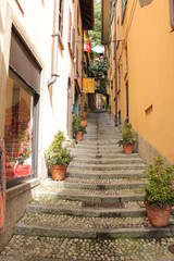 Narrow stepped side street in an old town