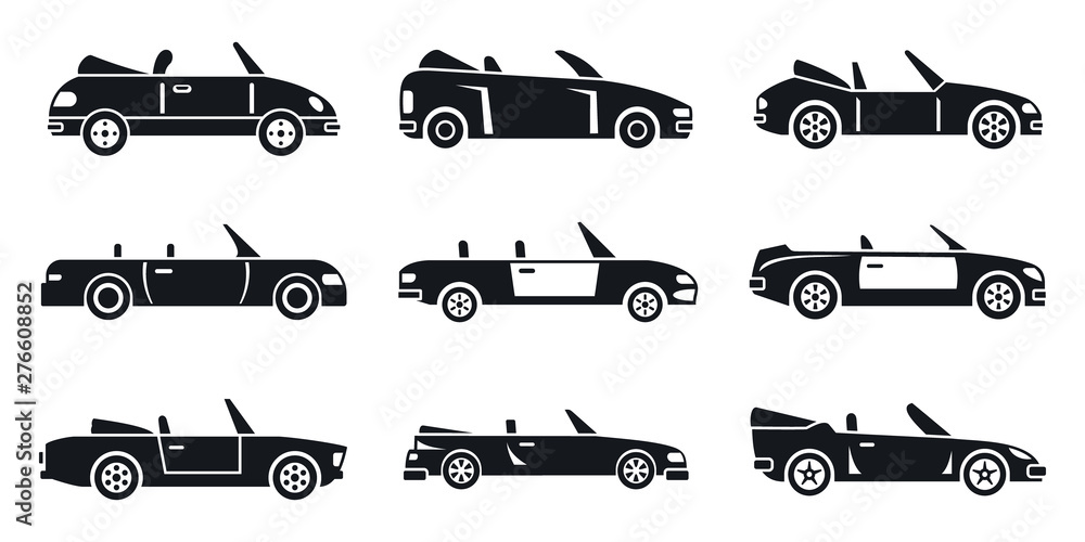 Aufkleber cabriolet car icons set. simple set of cabriolet car vector icons for web design on white background