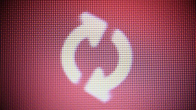 Reload icon on computer screen close up