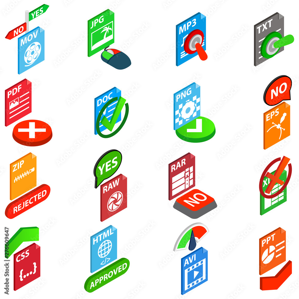 Aufkleber confirm icons set. isometric set of 16 confirm vector icons for web isolated on white background