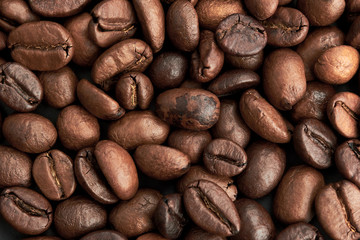 Background of fried coffee beans.