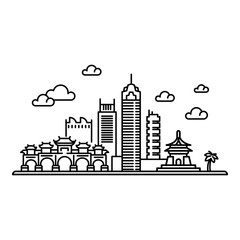 Obraz premium Taipei panorama concept background. Outline illustration of taipei panorama vector concept background for web design