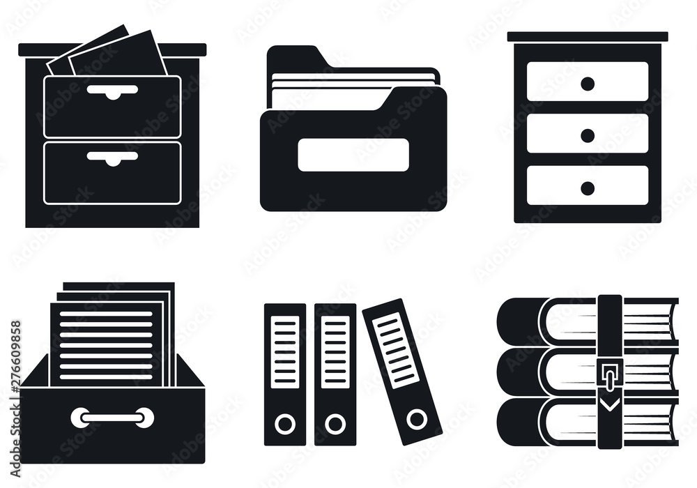 Poster archive file icons set. simple set of archive file vector icons for web design on white background
