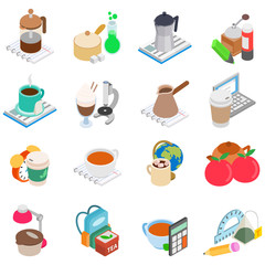 Educational tonic icons set. Isometric set of 16 educational tonic vector icons for web isolated on white background