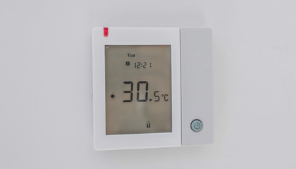 Indicator of climate control in an office building with a touch screen display and control panel