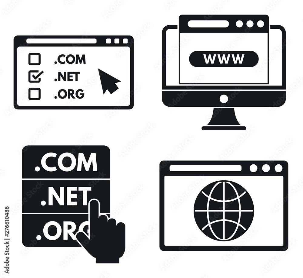 Poster internet domain icons set. simple set of internet domain vector icons for web design on white backgr