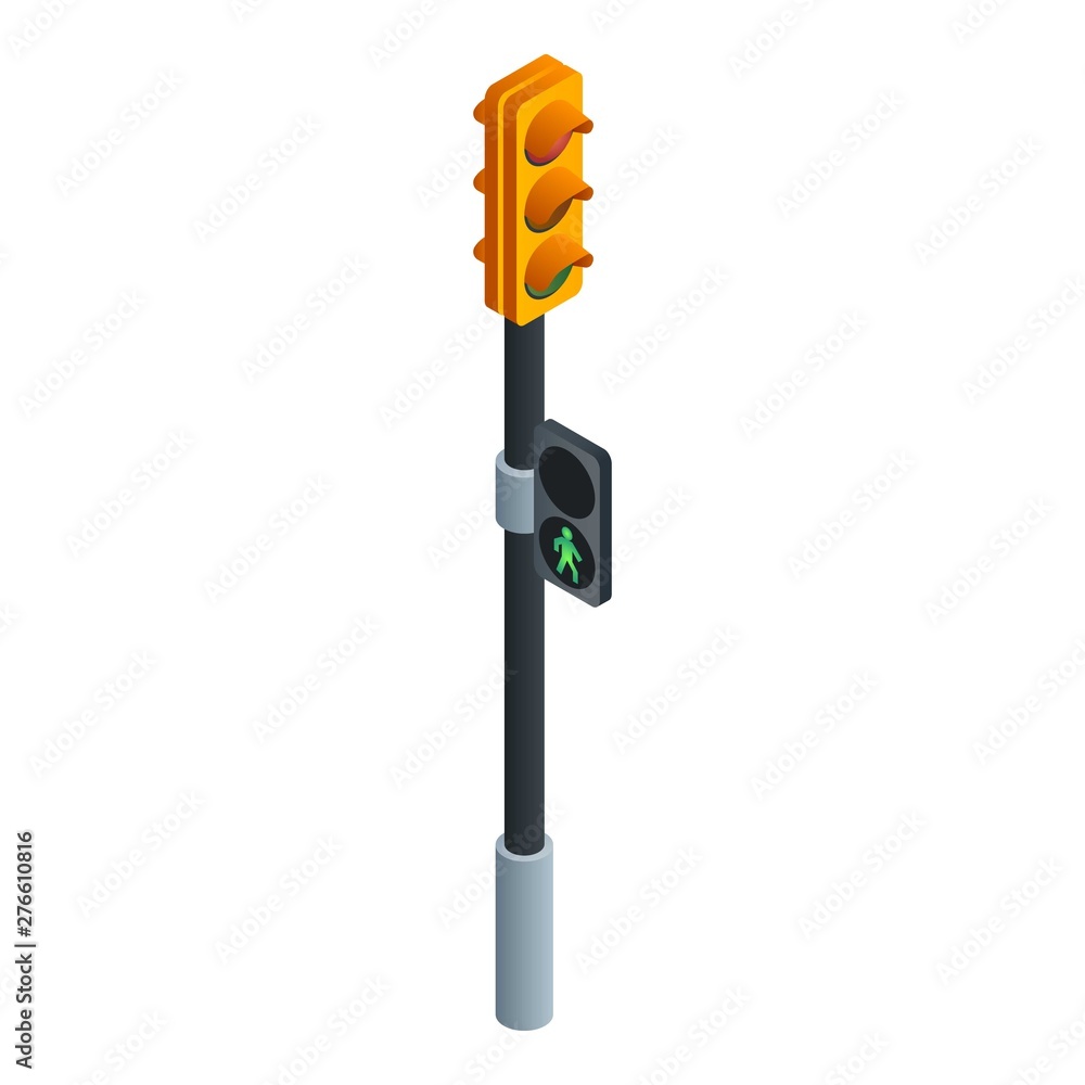 Poster traffic lights icon. isometric of traffic lights vector icon for web design isolated on white backgr