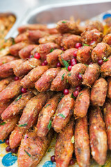 heap of fried whole surmullets fish