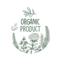 Vector natural, organic food, bio, eco labels and shapes on white background.