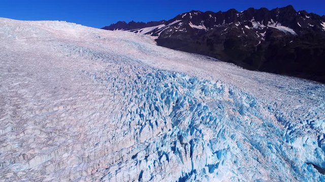 Aerial of a glacier and it's surroundings in Alaska. 4k shot