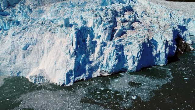 Aerial fly away of Aialik Glacier in Alaska
