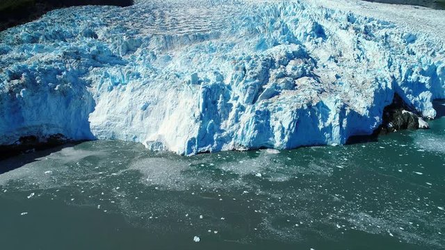 Aerial of Aialik Glacier in Alaska Kenai Fjords National Park