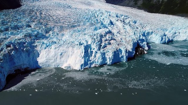 Aerial of Aialik Glacier in Alaska, USA