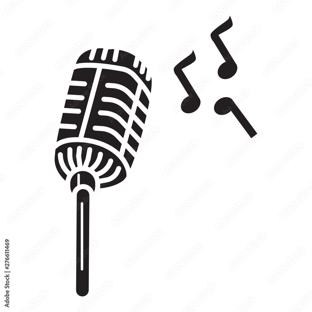 Poster retro microphone icon. simple illustration of retro microphone vector icon for web design isolated o