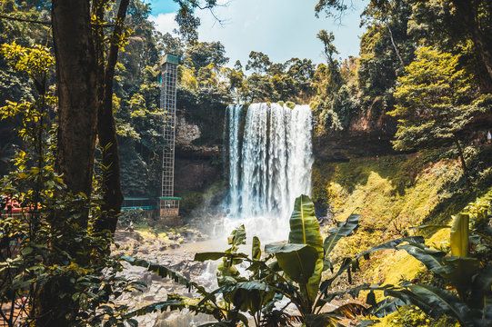 Front view of the Dambri Waterfall, Vietnam