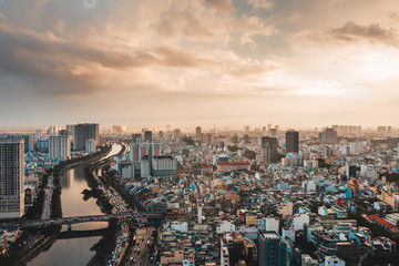 Fototapeta na wymiar Aerial view of the skyline of Ho Chi Minh City, Vietnam