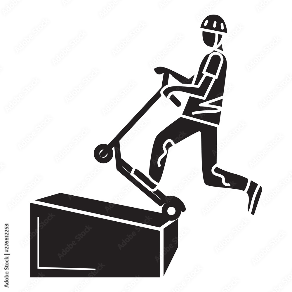Poster scooter trick icon. simple illustration of scooter trick vector icon for web design isolated on whit