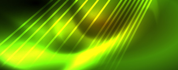 Shiny color neon light with lines, abstract wallpaper, shiny motion, magic space light. Techno abstract background