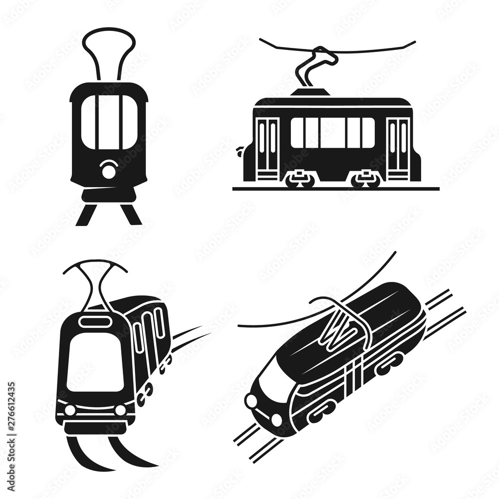 Aufkleber tram car icons set. simple set of tram car vector icons for web design on white background