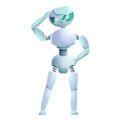 Thinking humanoid icon. Cartoon of thinking humanoid vector icon for web design isolated on white background