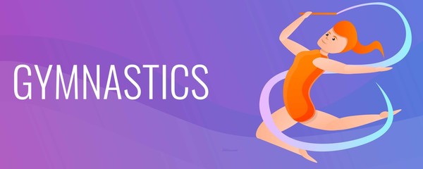 Gymnastics concept banner. Cartoon illustration of gymnastics vector concept banner for web design