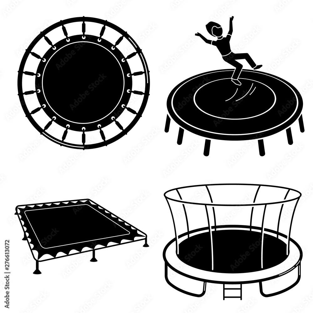 Poster trampoline icons set. simple set of trampoline vector icons for web design on white background