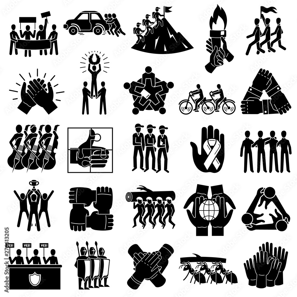 Poster cohesion icons set. simple set of cohesion vector icons for web design on white background
