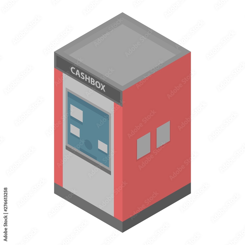 Poster cashbox icon. isometric of cashbox vector icon for web design isolated on white background