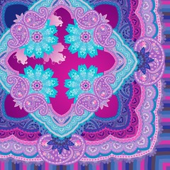 Quarter of ethnic ornamental beautiful shawl or carpet in oriental style.