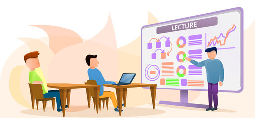Lecture class concept banner. Cartoon illustration of lecture class vector concept banner for web design