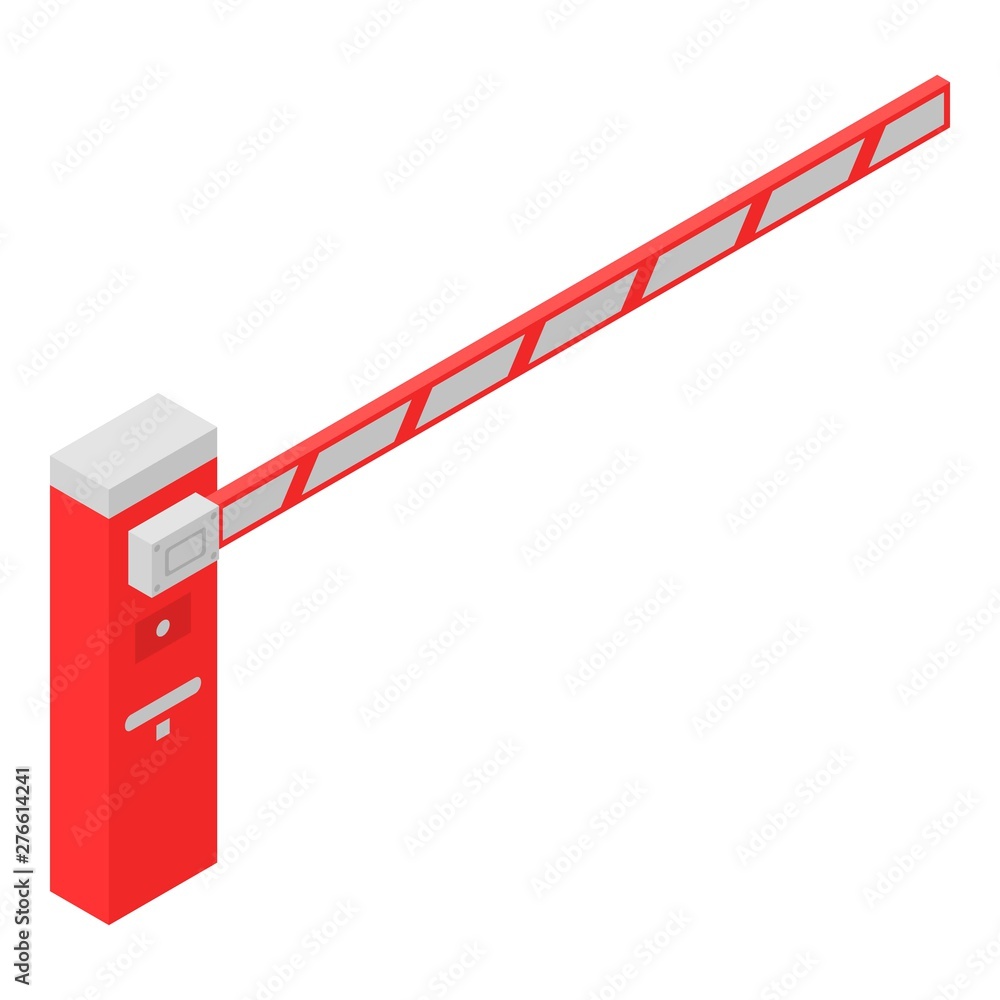 Poster railway barrier icon. isometric of railway barrier vector icon for web design isolated on white back
