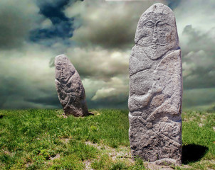 A stone headstone from the ancient world of the nomads. The original name of the monument is "molotash".
