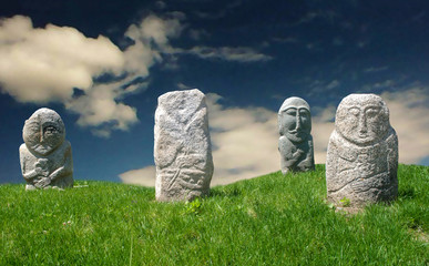 A stone headstone from the ancient world of the nomads. The original name of the monument is...